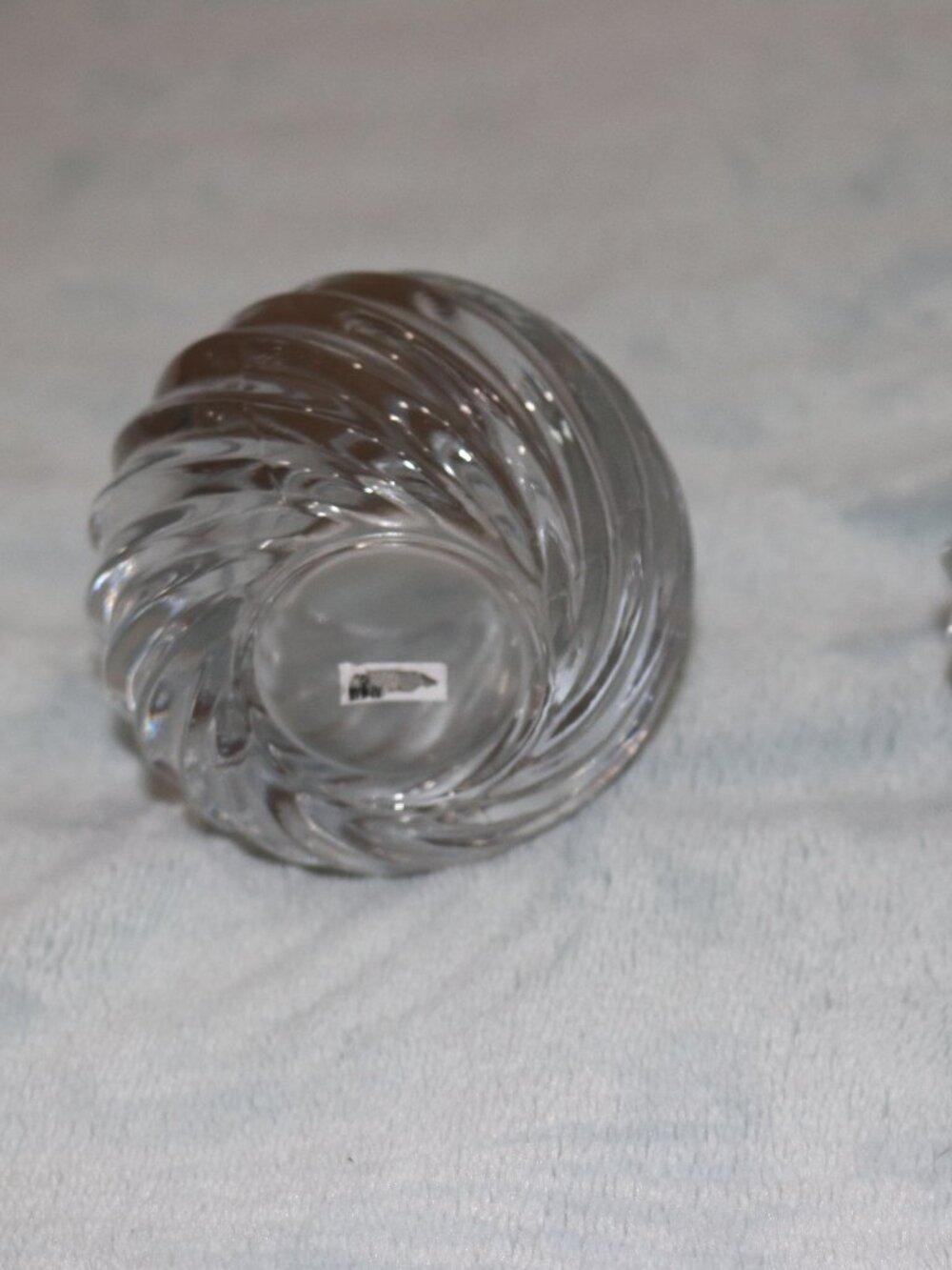 Spiral pattern glass votive candle holder. set of 2.